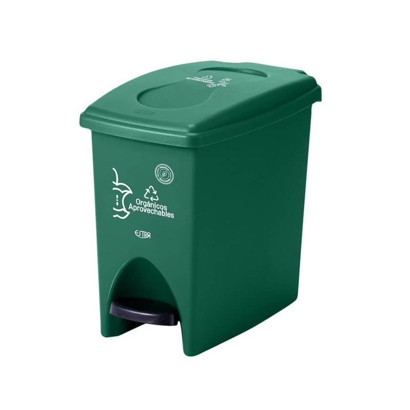 Papelera Pedal 20 Litros Material Reciclado Verde Estra Cristaleria La 13