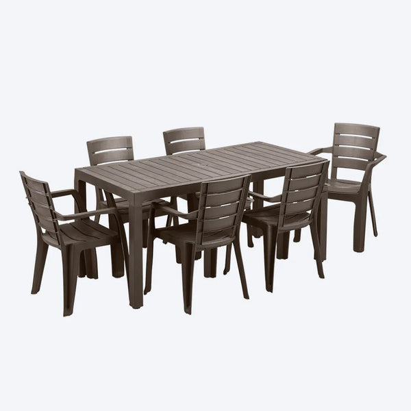 Combo Comedor Familiar Barú Mocca (1 Mesa + 6 Sillas con Brazos) / Rimax