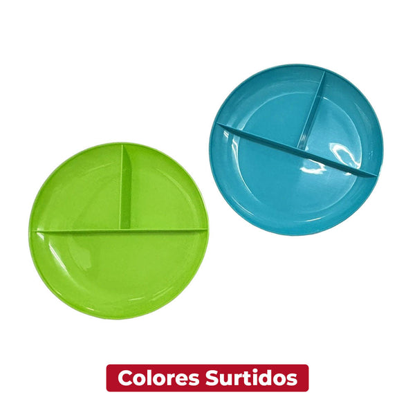 Plato 3 Divisiones Colores Surtidos / Colplast