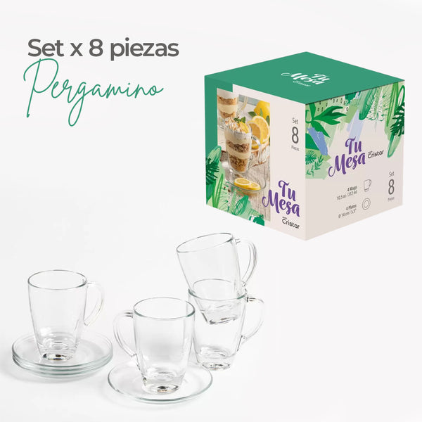 Set de Té Pergamino 8 Piezas / Cristar